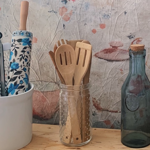 Anthropologie Other - Clear Raised Dot Kitchen Utensil Jar